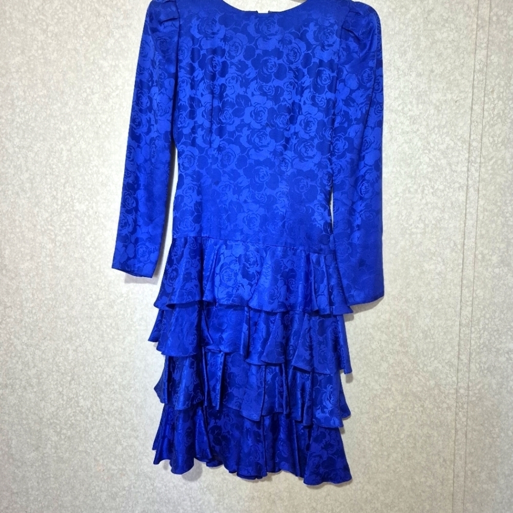 S.T.G Blue Tiered Ruffled Cocktail Dress..SIZE:6
